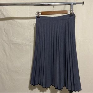 Black-trimmed Pleated Midi Skirt